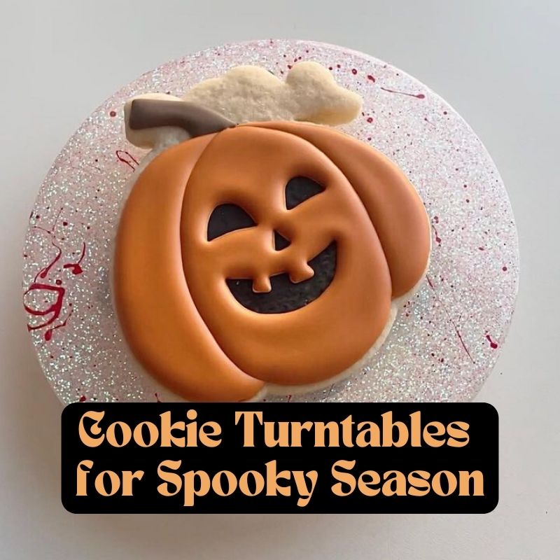 Halloween cookie tools, Cookie decorating turntable, cookie decorating, gifts for bakers, cookie tool, decorating tool, royal icing, resin aesthetic, pink turntable, sparkly turntable, baking accessories, baking supplies, cookie spinner, mini turntables, fast shipping, cookie swivel, best turntable, best cookie swivel, best cookie tool, best decorating tool, clay tools, polymer clay tools, earring tools